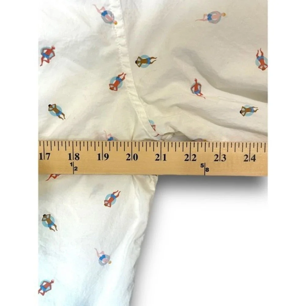Bonobos Button Up‎ Shirt Mens L white Swim Float Pattern Long Sleeve Slim Fit